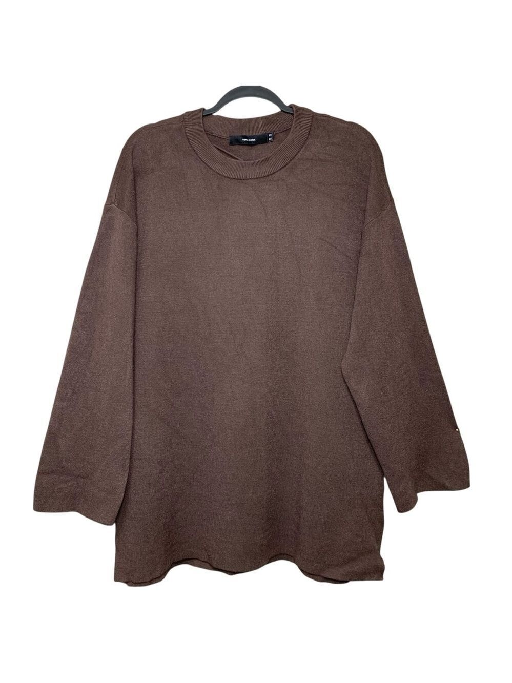 Vero Moda Brown Knit Sweater Long Sleeve Sz XL Crew Neck Neutral Minimalist Top